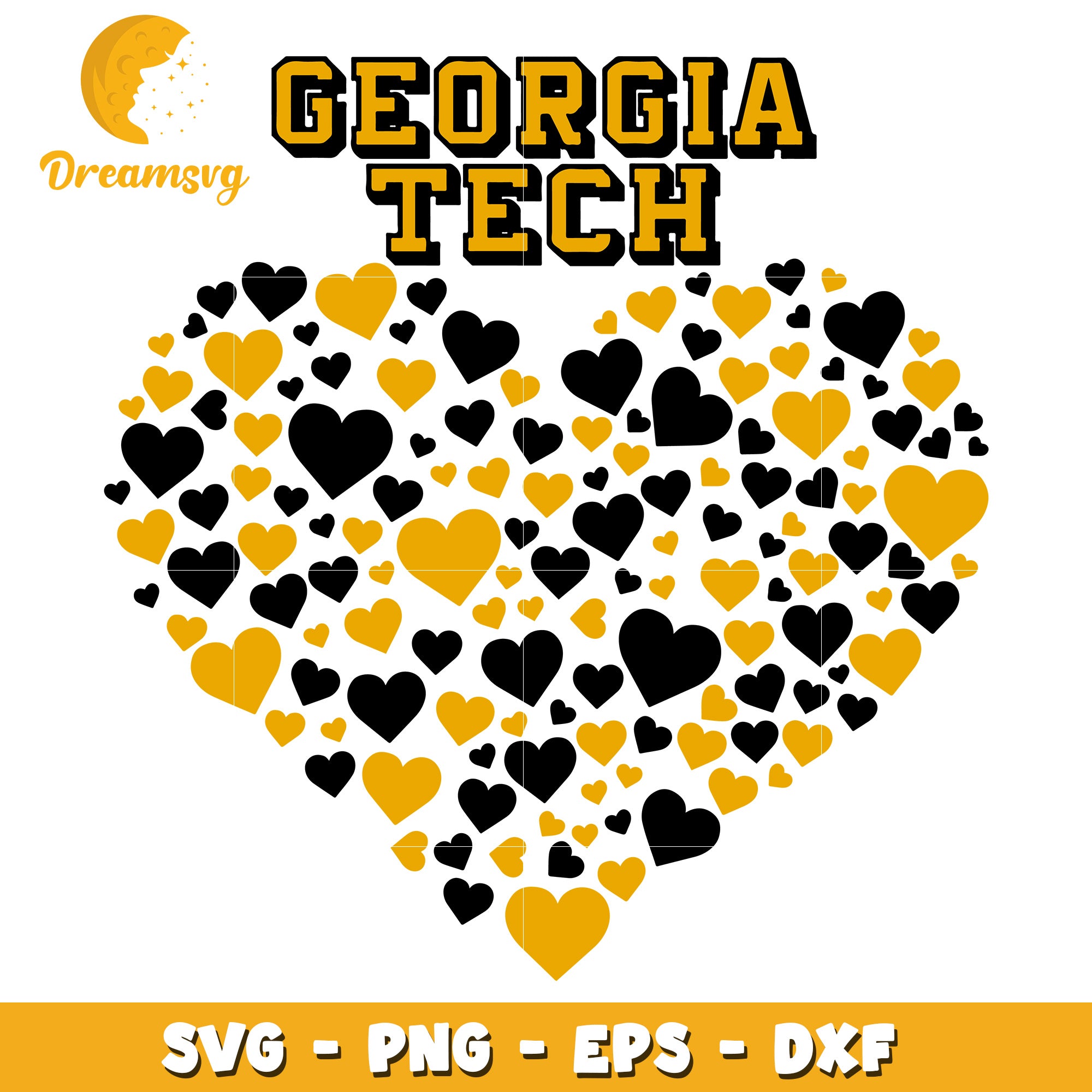 Georgia Tech Heart SVG PNG EPS DXF