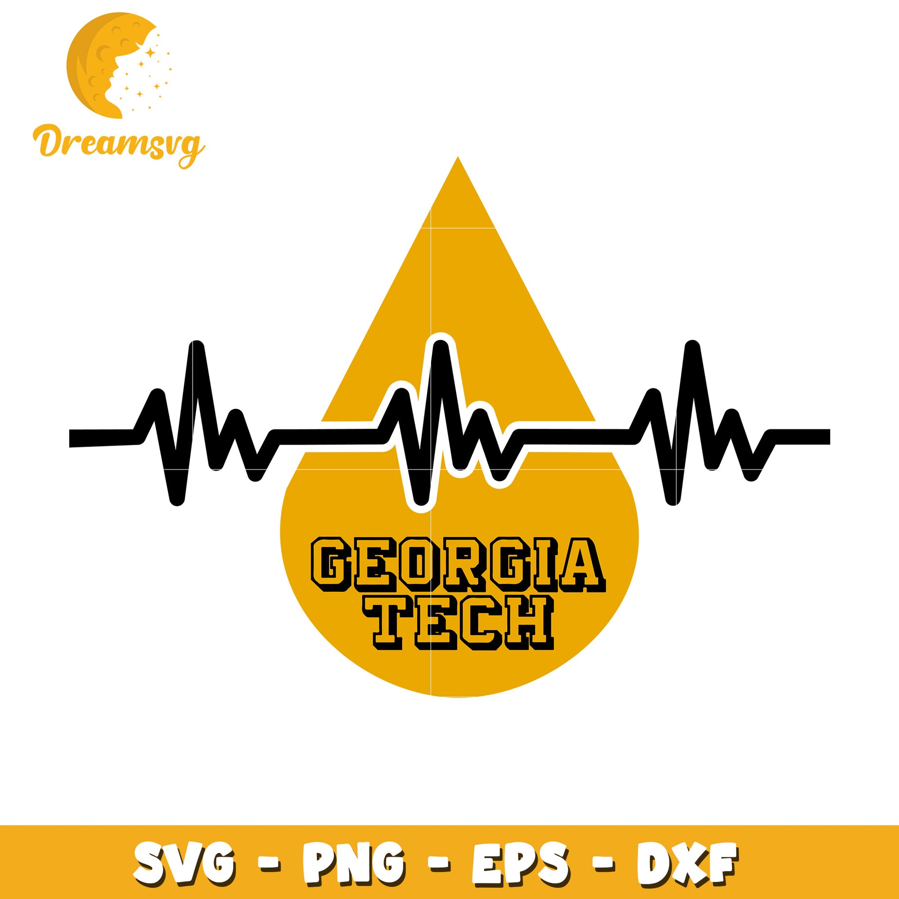 Georgia Tech Heartbeat Drop SVG Design for Crafts and Printing