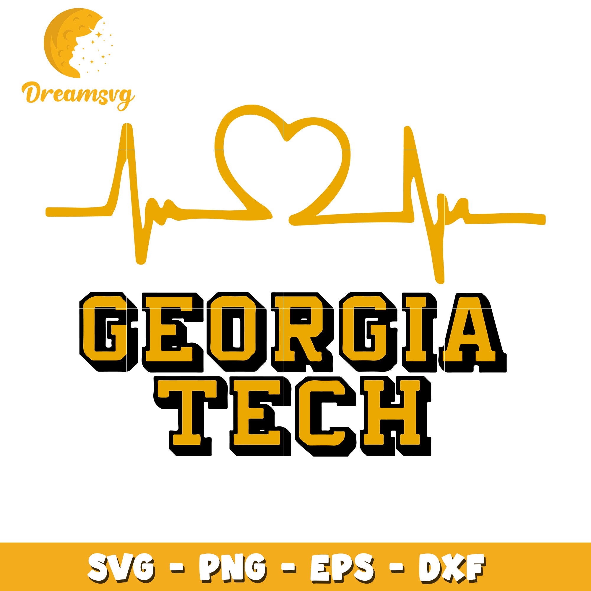 Georgia Tech Heartbeat SVG PNG EPS DXF