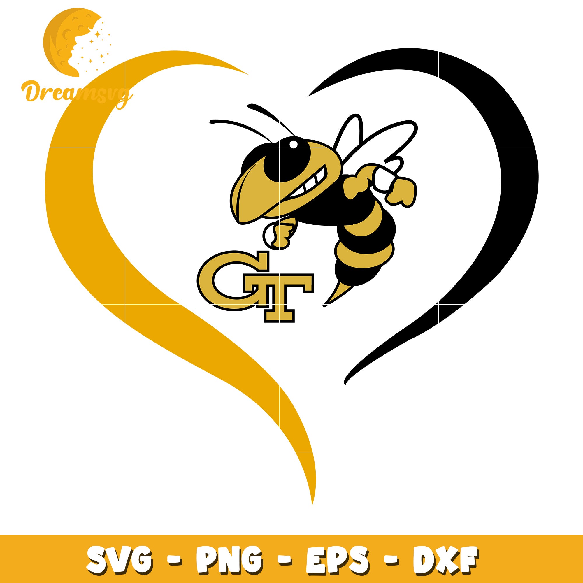Georgia Tech Yellow Jacket Heart SVG