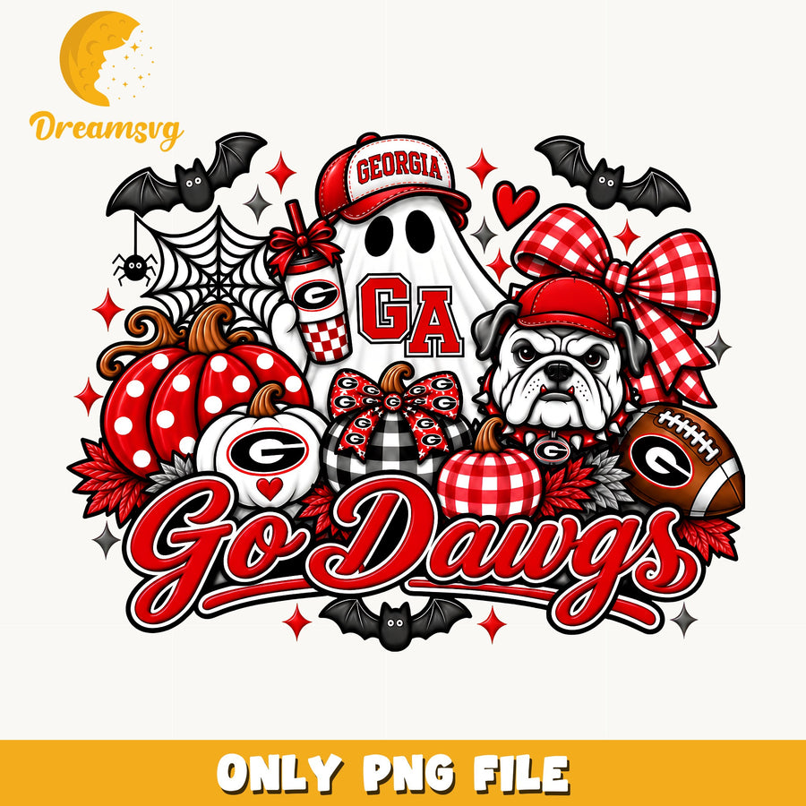 Georgia Bulldogs Go Dawgs Clipart, Red White Plaid Pumpkin Football
