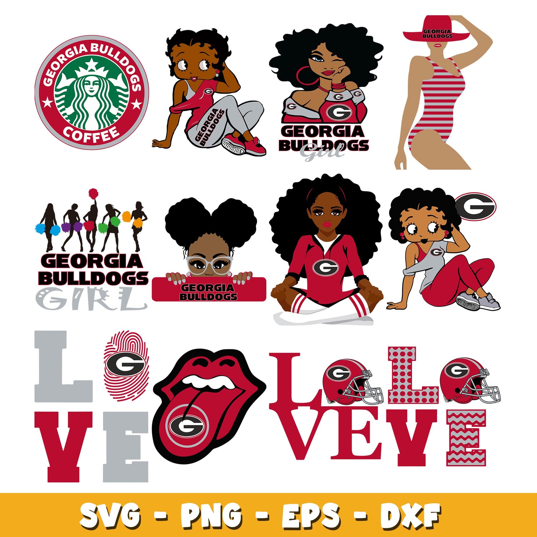 Georgia bulldog girl Bundle svg, Georgia bulldog  logo svg, ncaa svg 