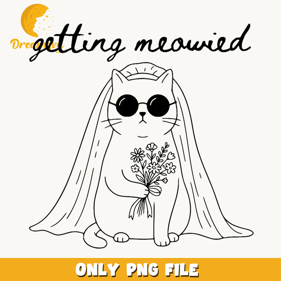 Getting Meowied Bride Cat PNG, Funny Wedding Cat, Bridal PNG