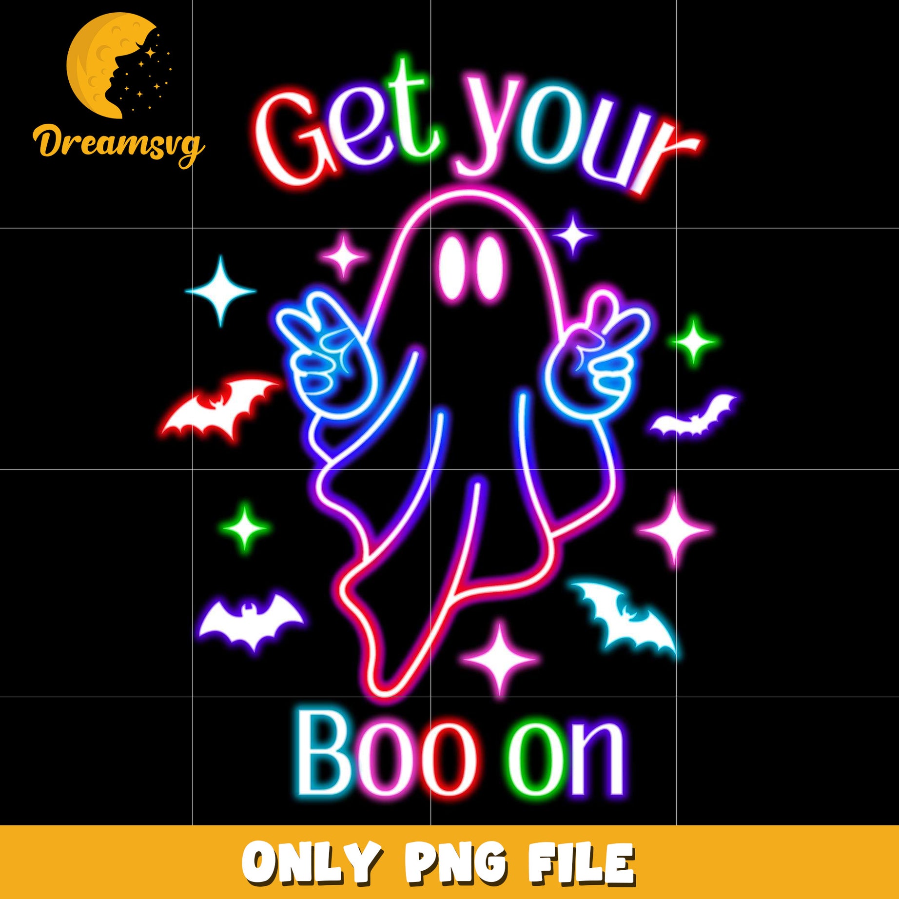 Get your boo on neon png, spooky season​ png, halloween pumpkin png