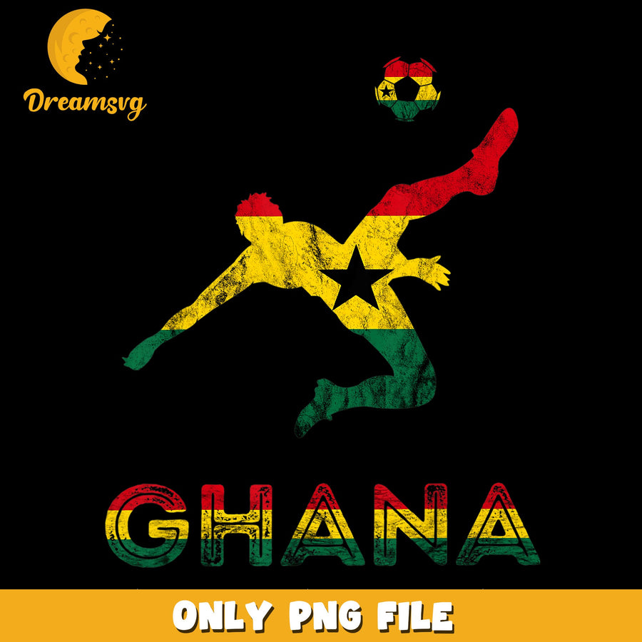 Ghana Soccer Player Flag Silhouette PNG, Football Player, Africa PNG