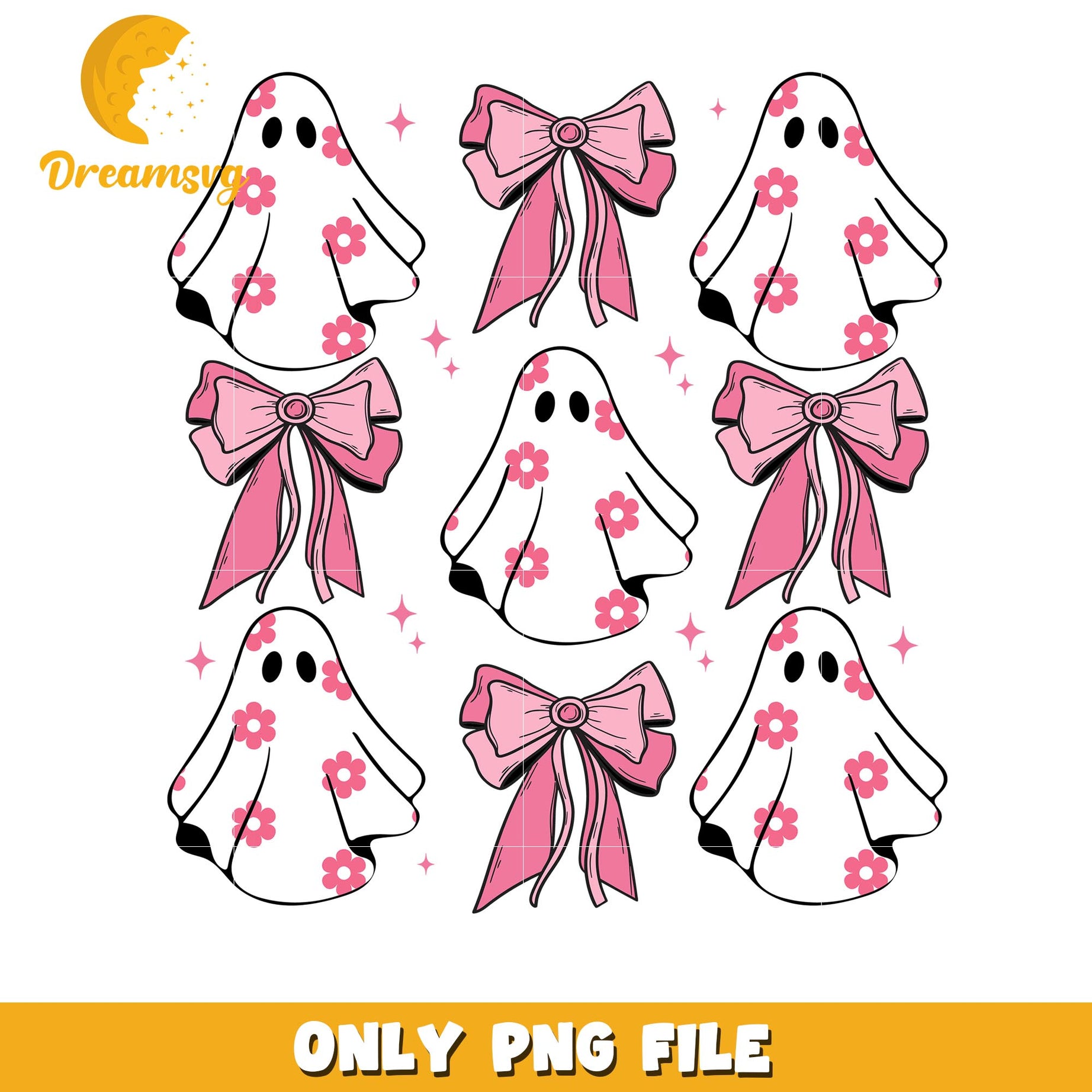 Ghost pink floral png, Ghost world halloween vibes png