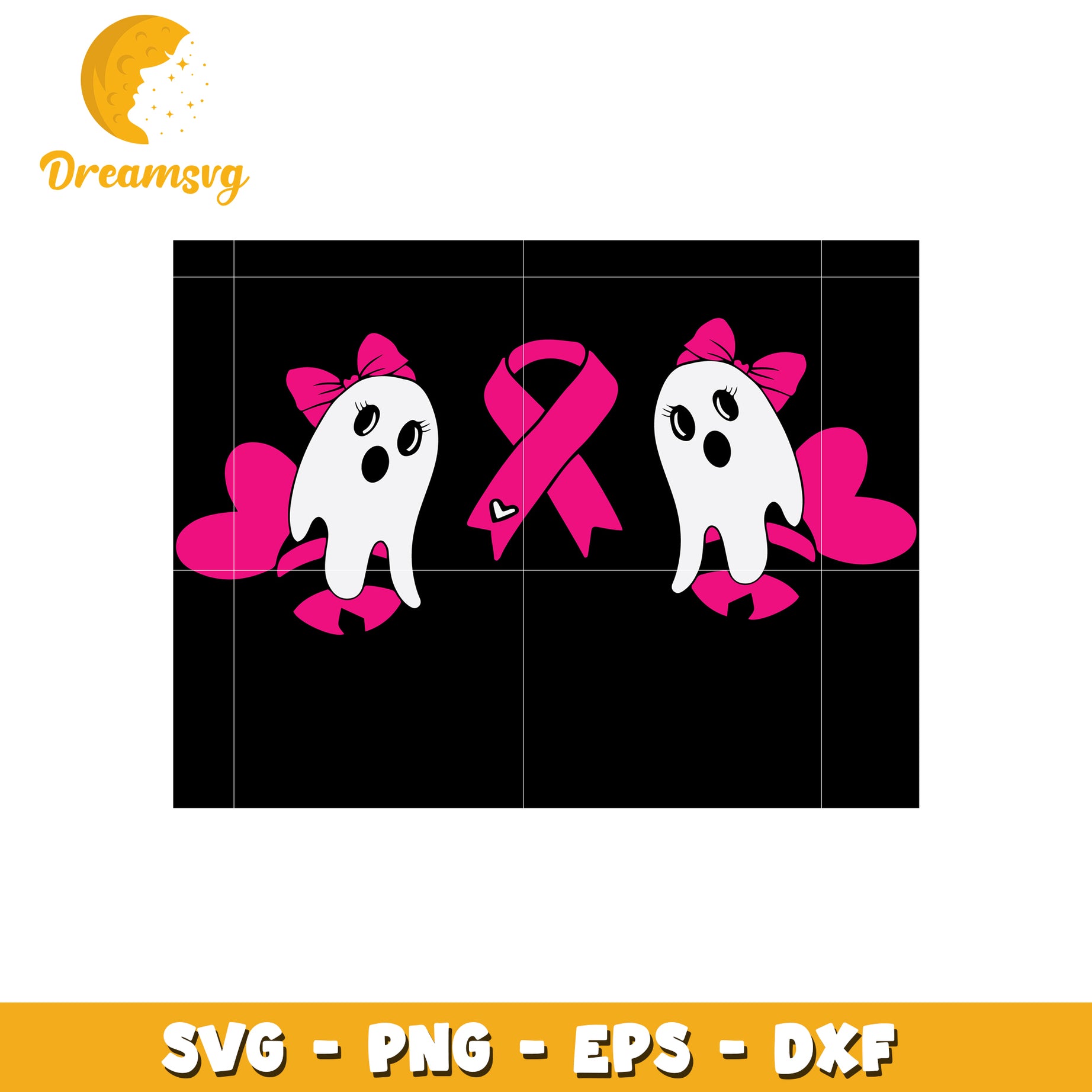 Ghost and pink awareness ribbon svg, awareness ribbon svg