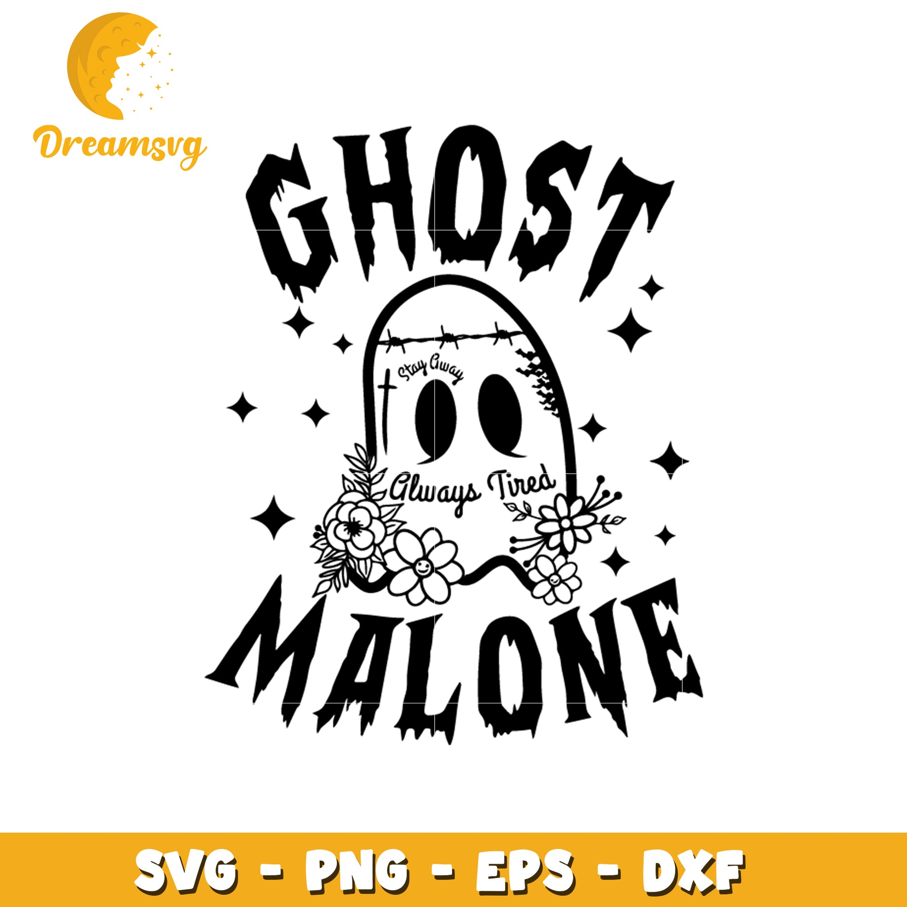 Ghost away tired malone rip svg, ghost svg, halloween svg