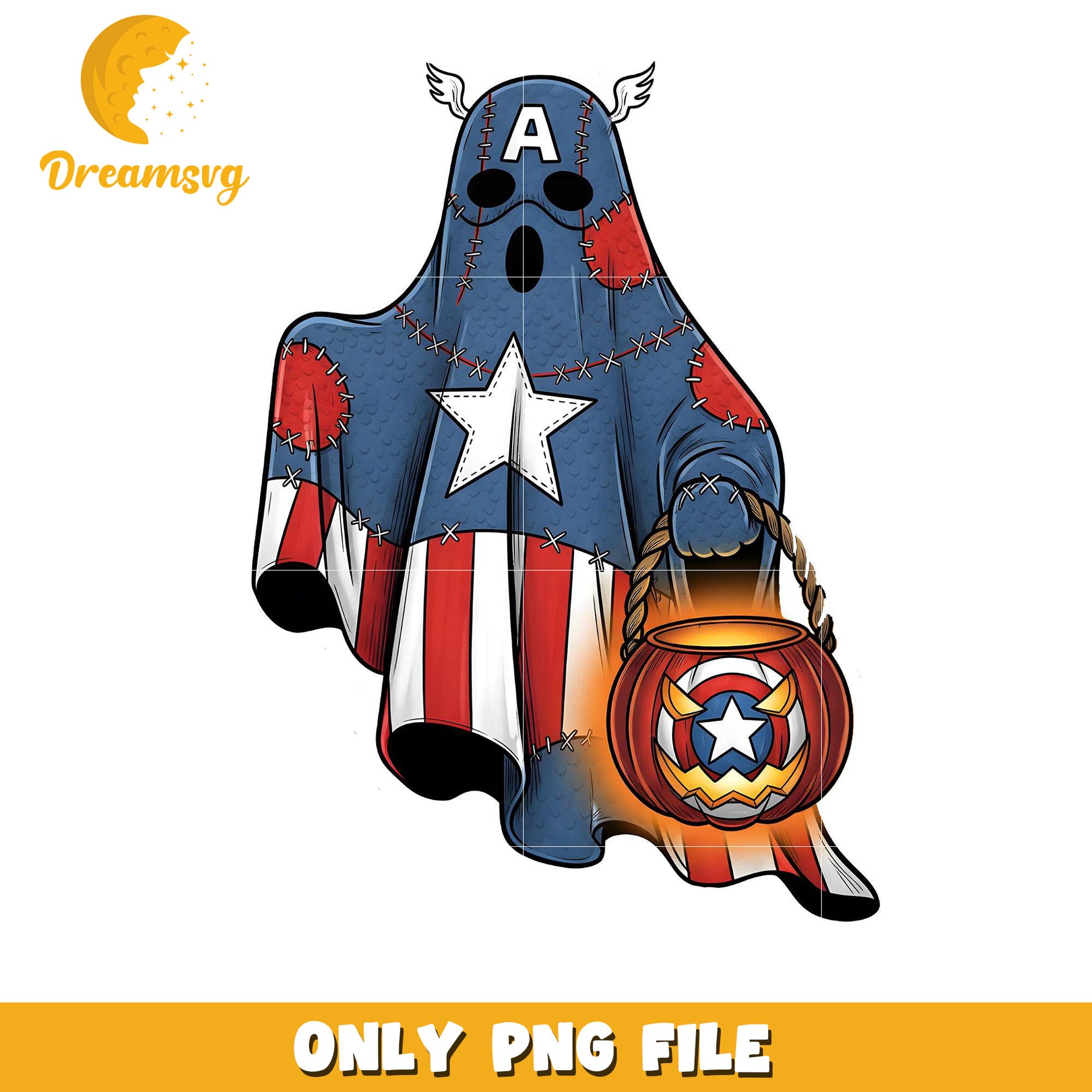 Ghost captain america png, halloween design png, halloween time png