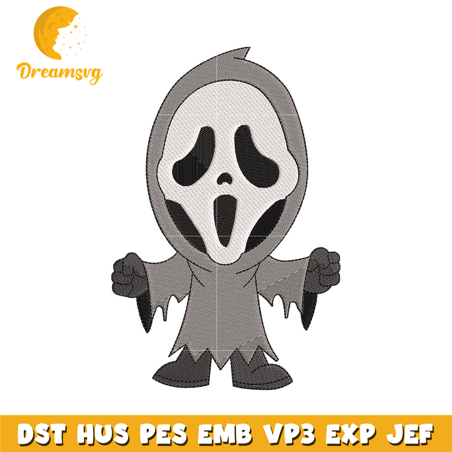 Ghost chibi embroidery design