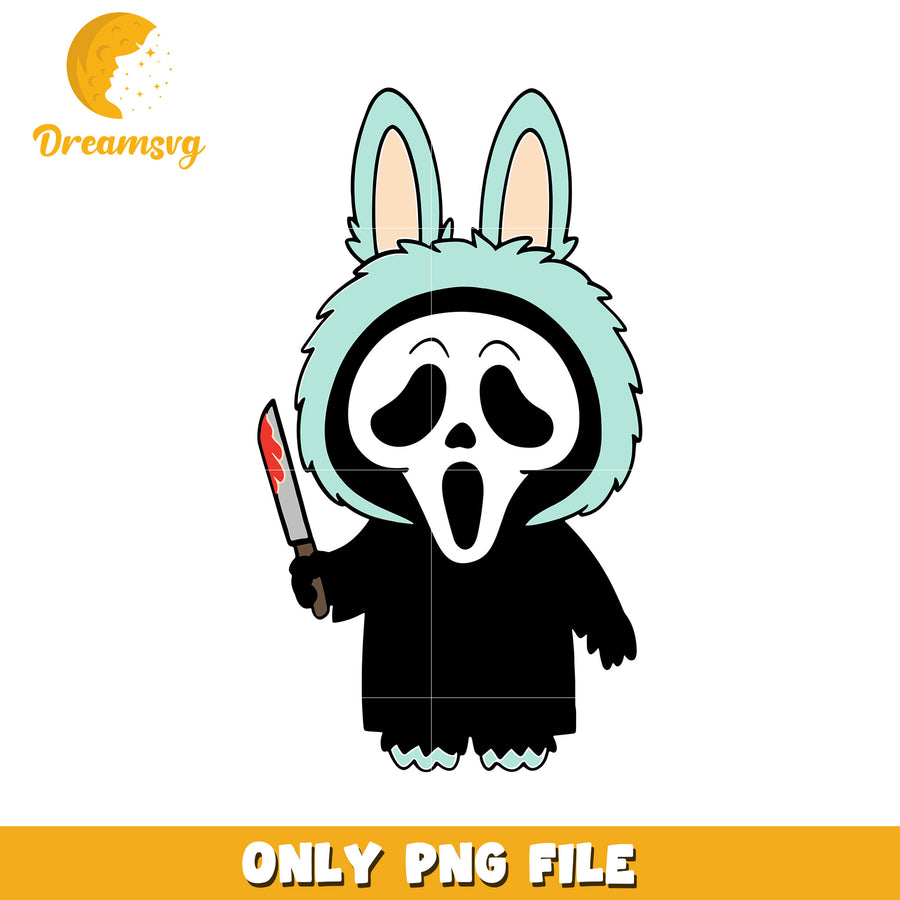 Ghost face labubu png, popmart labubu​ png, ​horror movie characters png