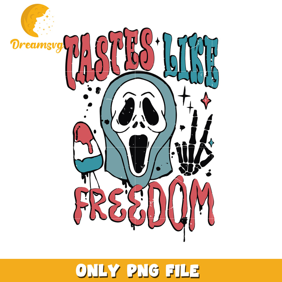 Ghost face taste like freedom png, spooky patriotic design png