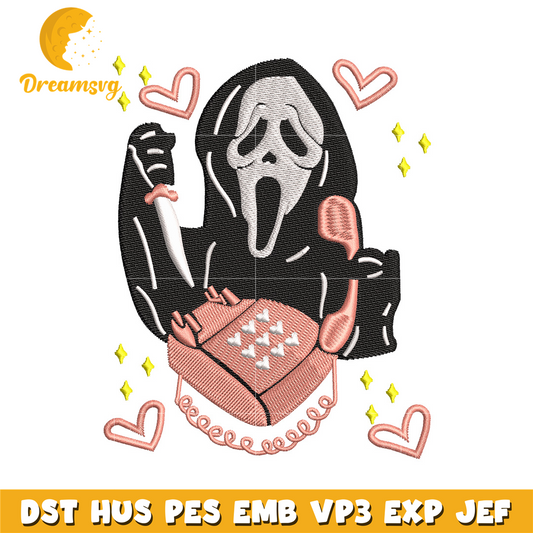 Ghost horror embroidery design