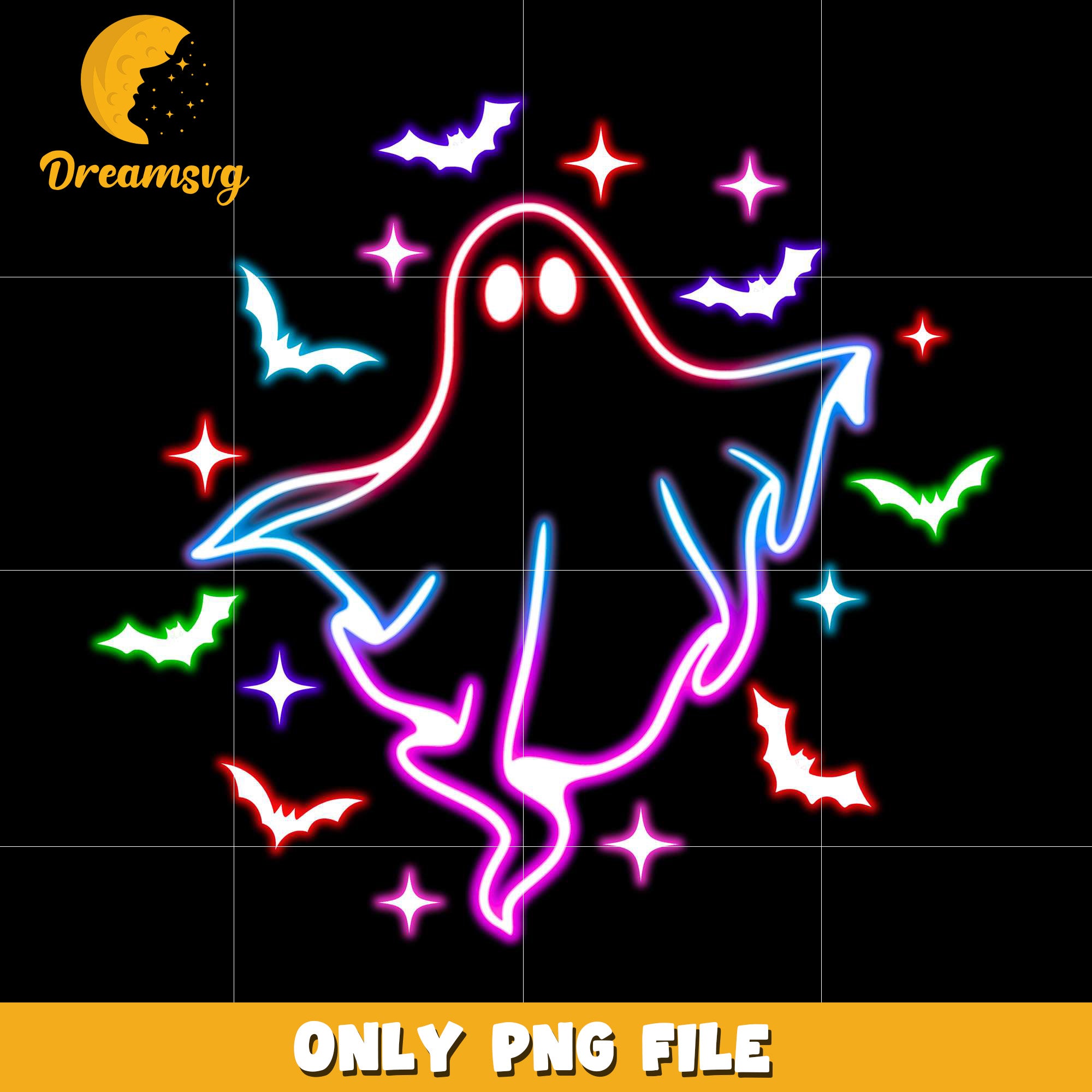 Ghoul and bat neon png, halloween characters​ png, halloween design png
