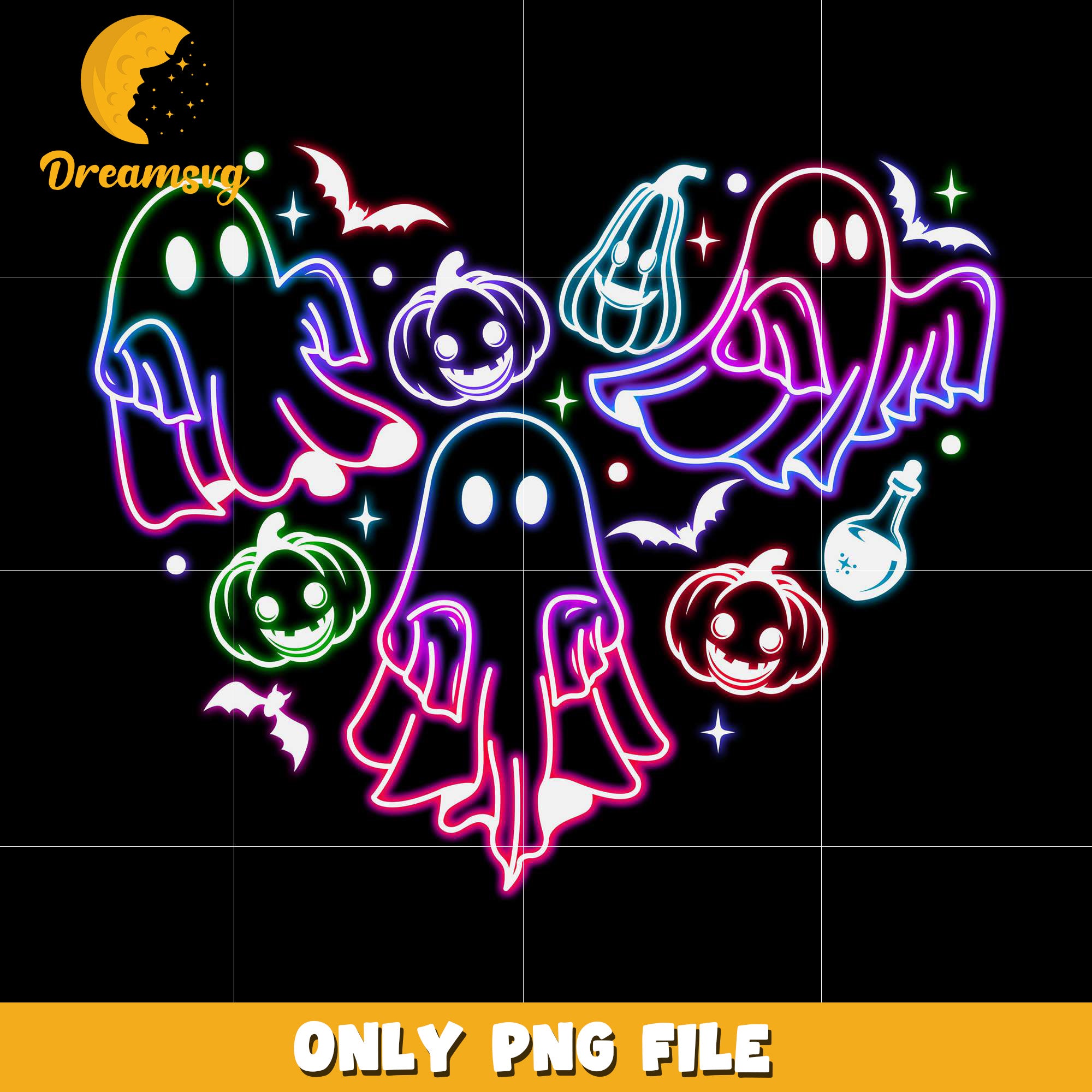 Ghouls heart design neon png, spooky autumn​ png, trick or treat png