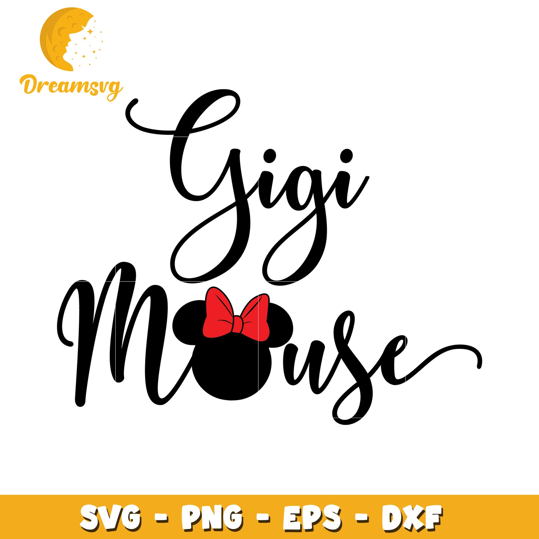 Gigi Mouse SVG Cut File PNG EPS DXF