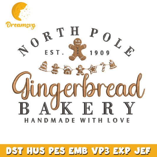 Gingerbread bakery embroidery design