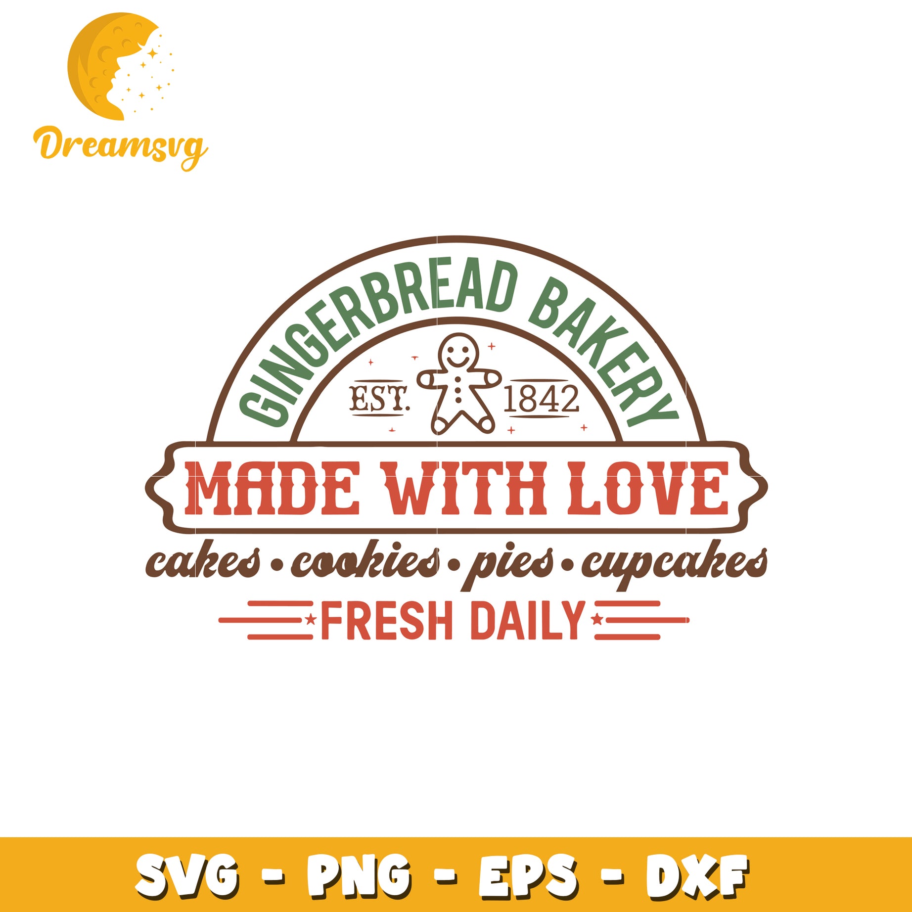 Gingerbread bakery made with love svg, gingerbread svg