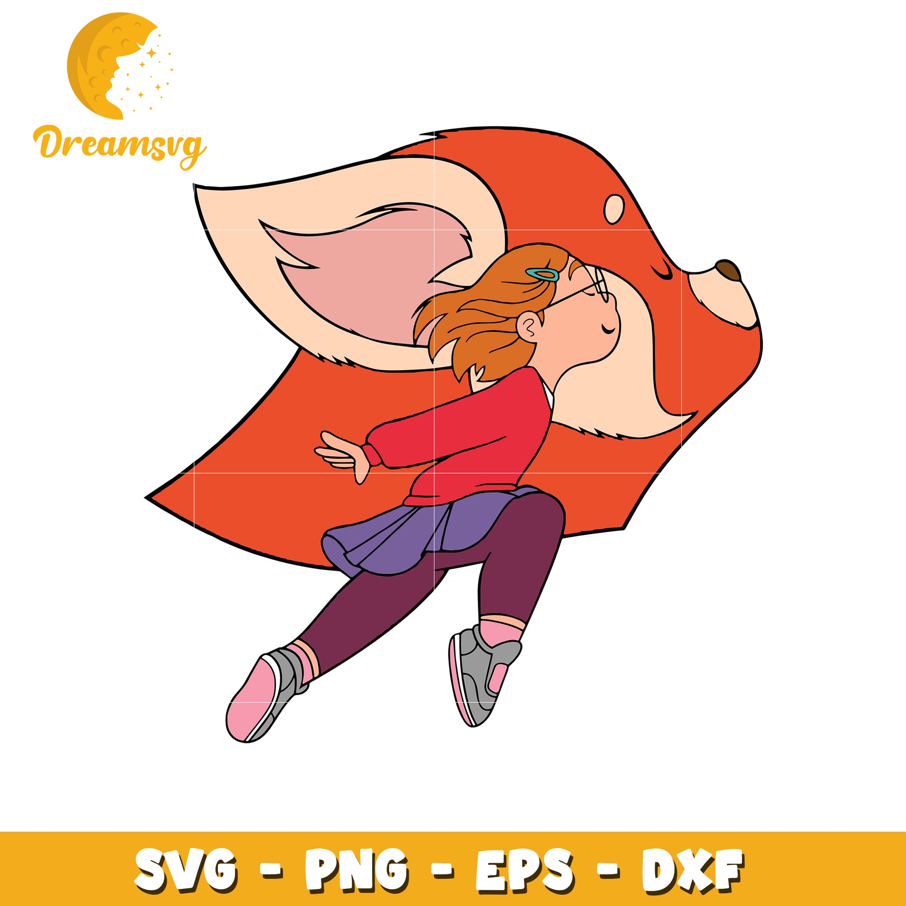 Girl Flying Fox SVG PNG EPS DXF