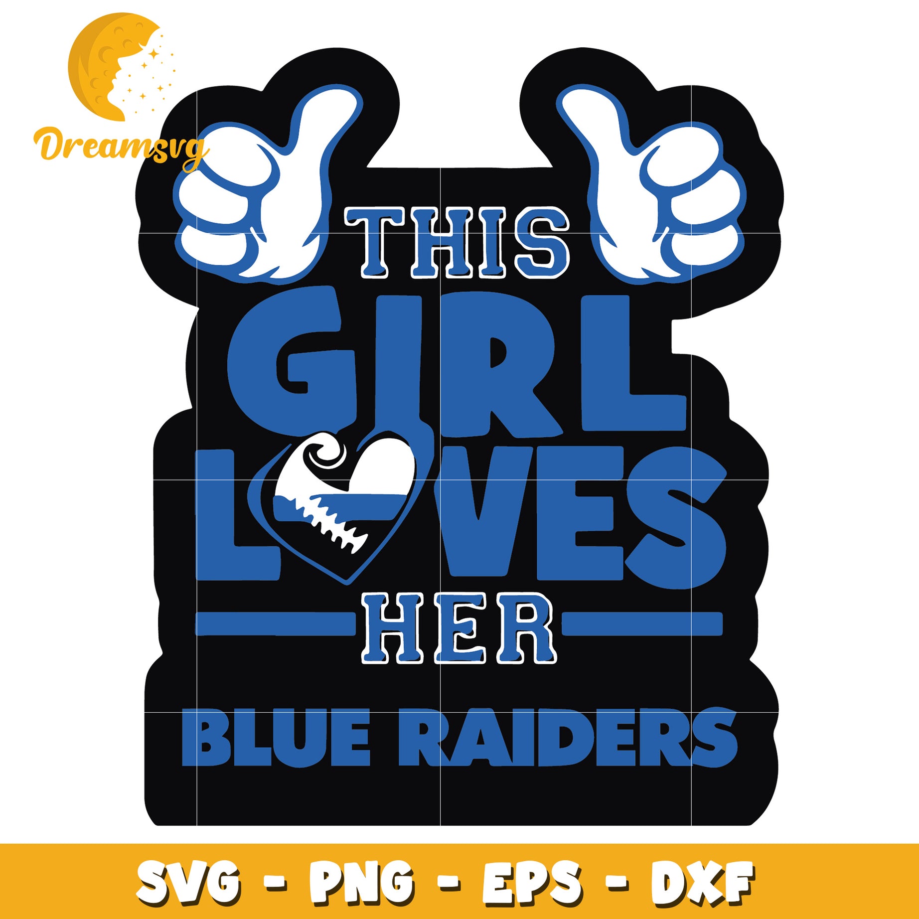 Girl Loves Blue Raiders SVG PNG EPS DXF