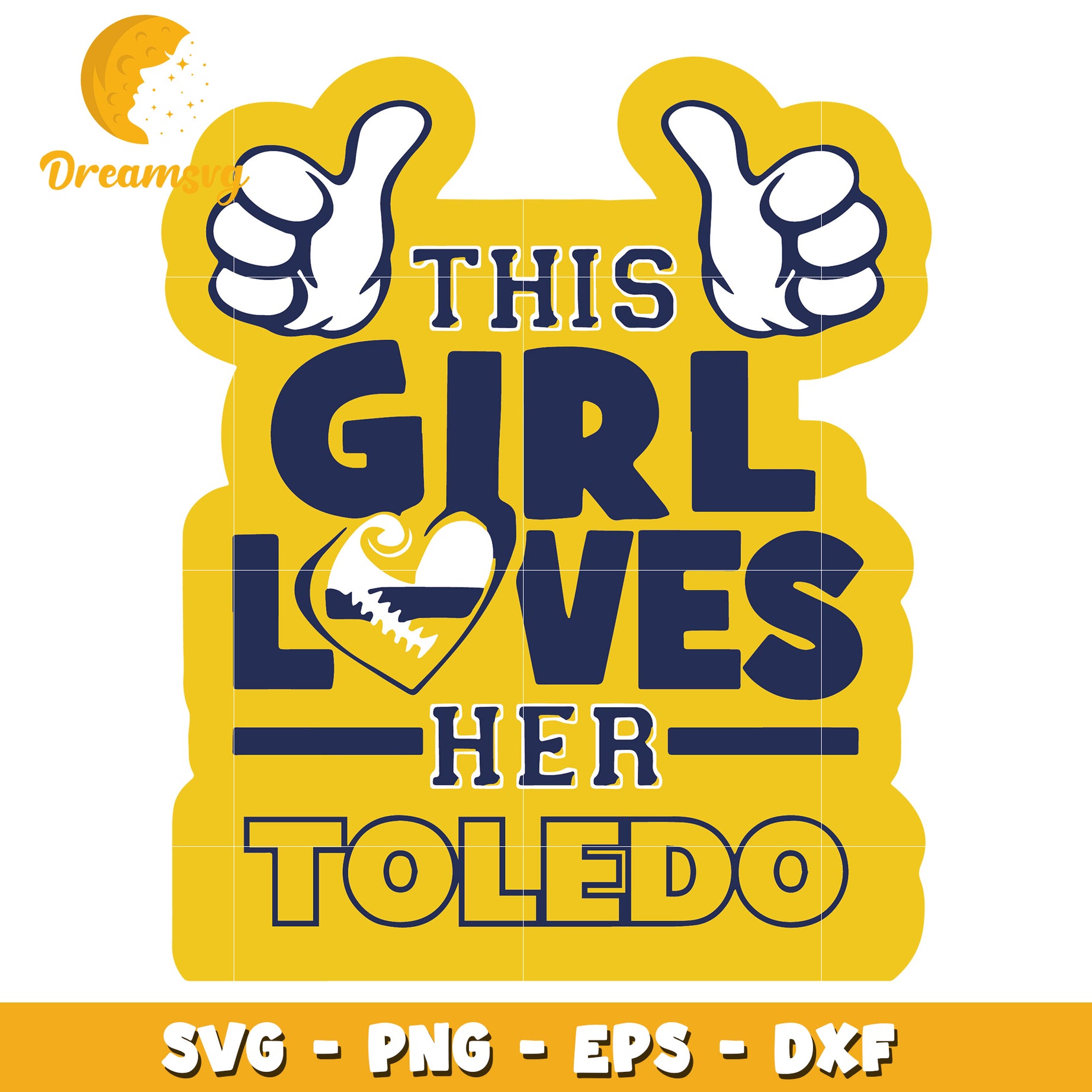 Girl Loves Toledo SVG Funny Thumbs Up Design for Crafts