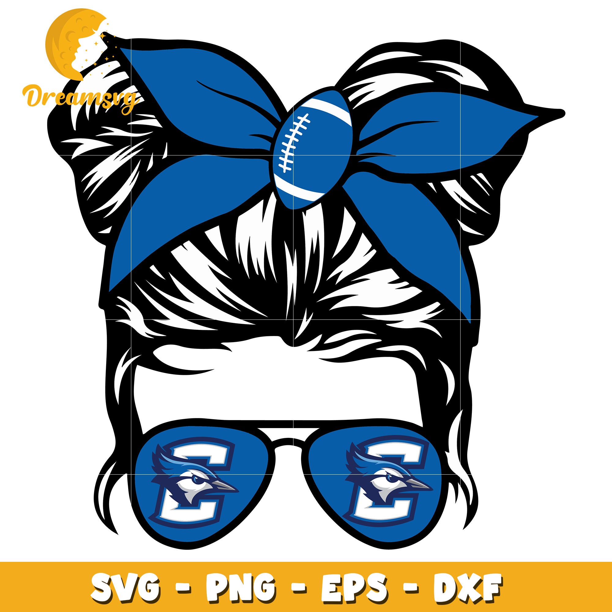 Girl Messy Bun Football SVG PNG EPS DXF