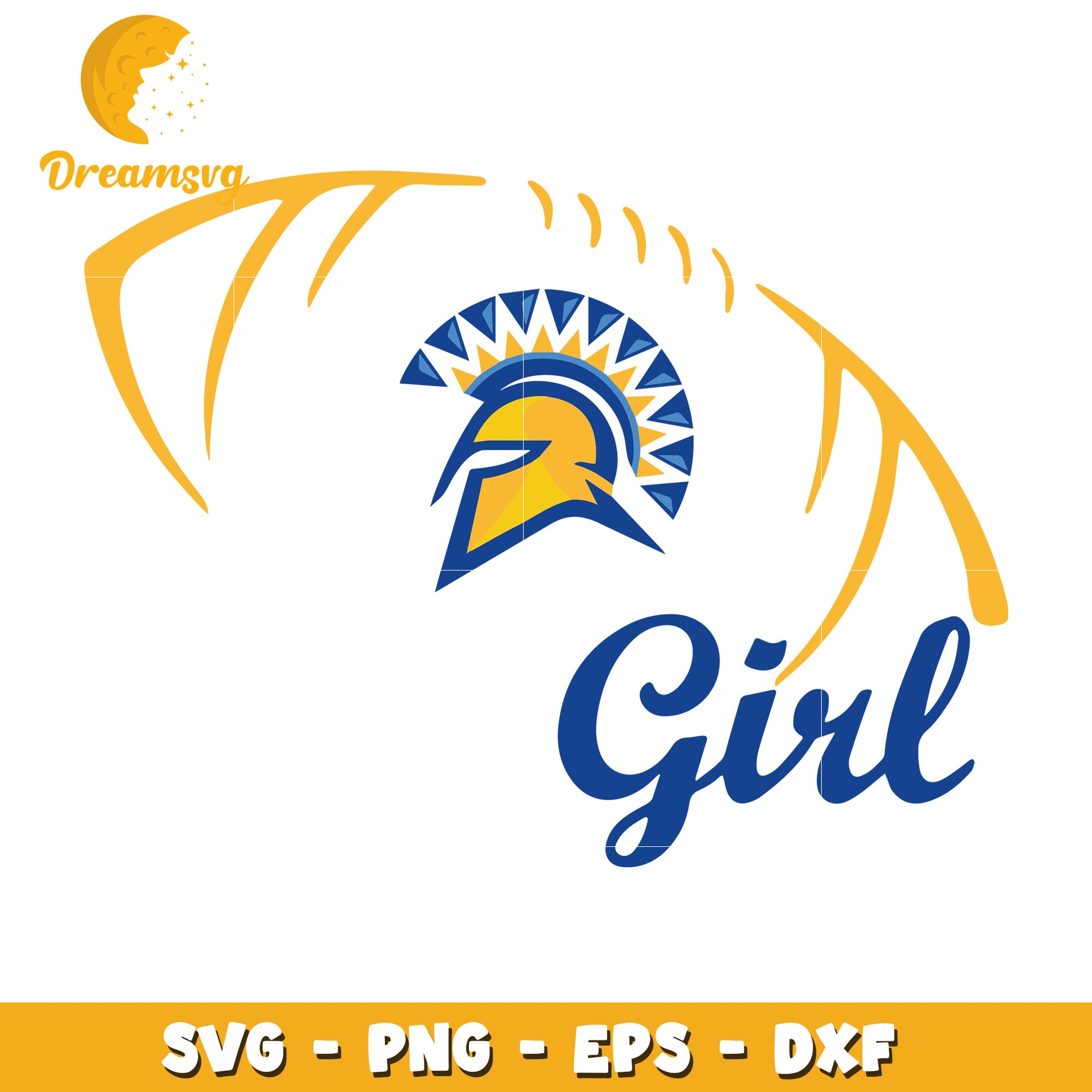 Girl Spartan Helmet Football SVG PNG EPS DXF