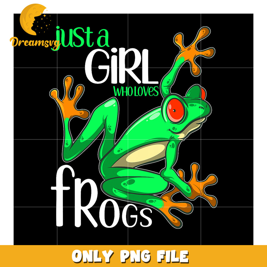 Girl Who Loves Frogs PNG Design