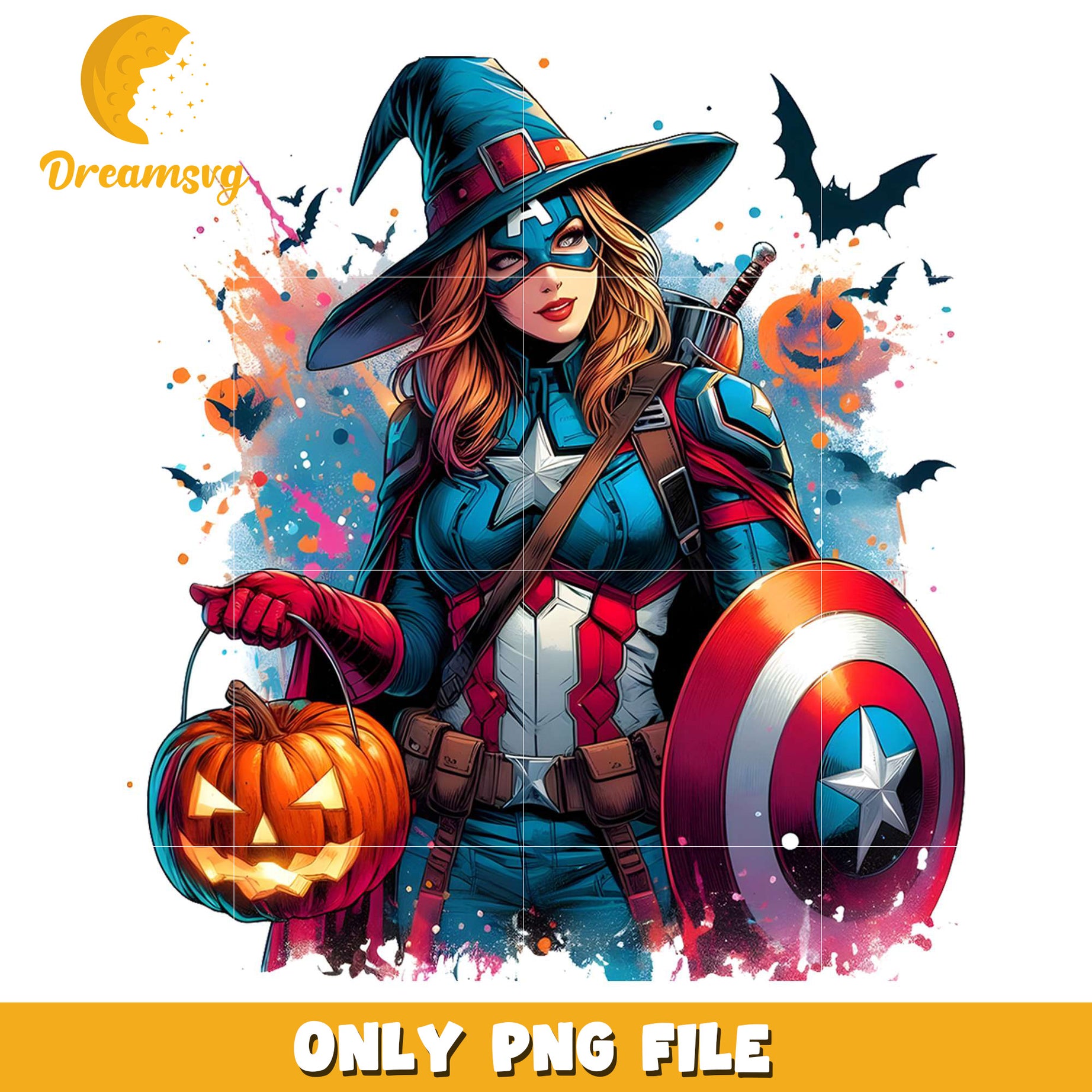 Girl captain spooky png, halloween​​​​ decor png, halloween wallpaper​ png