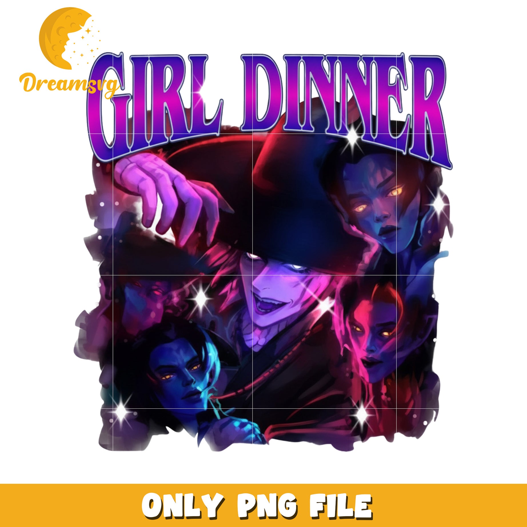 Girl dinner design png, huntrix girls​ png, netflix cartoon png
