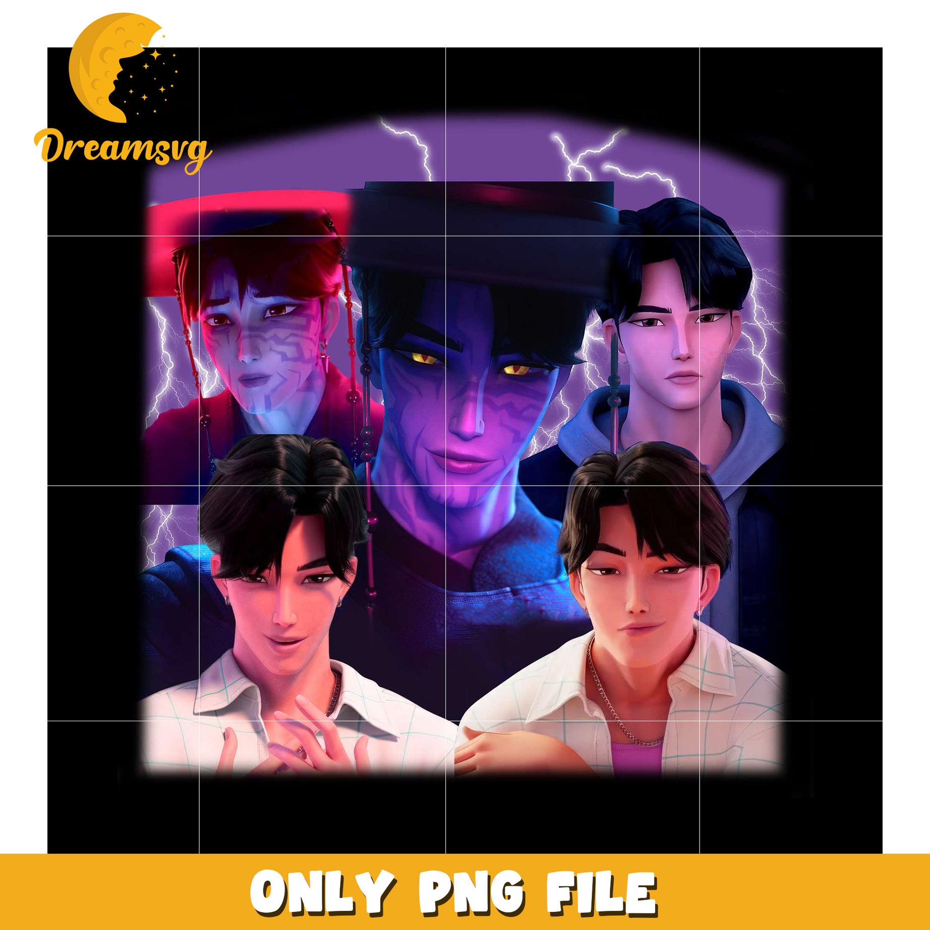 Girl dinner illustration png, kpop bands​ png, cyberpunk boys png