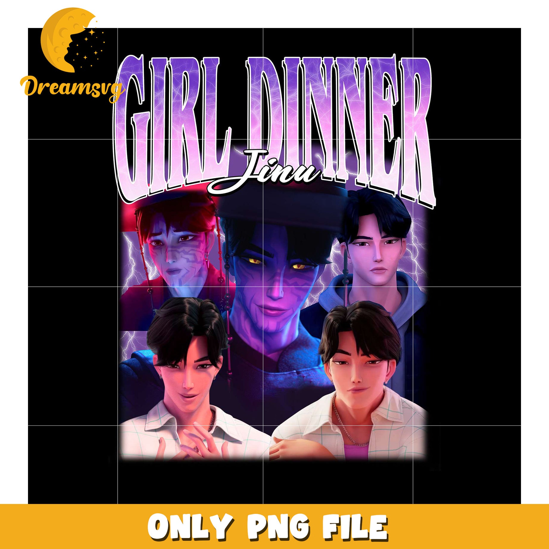Girl dinner jinu png, kpop bands​ png, cyberpunk boys png