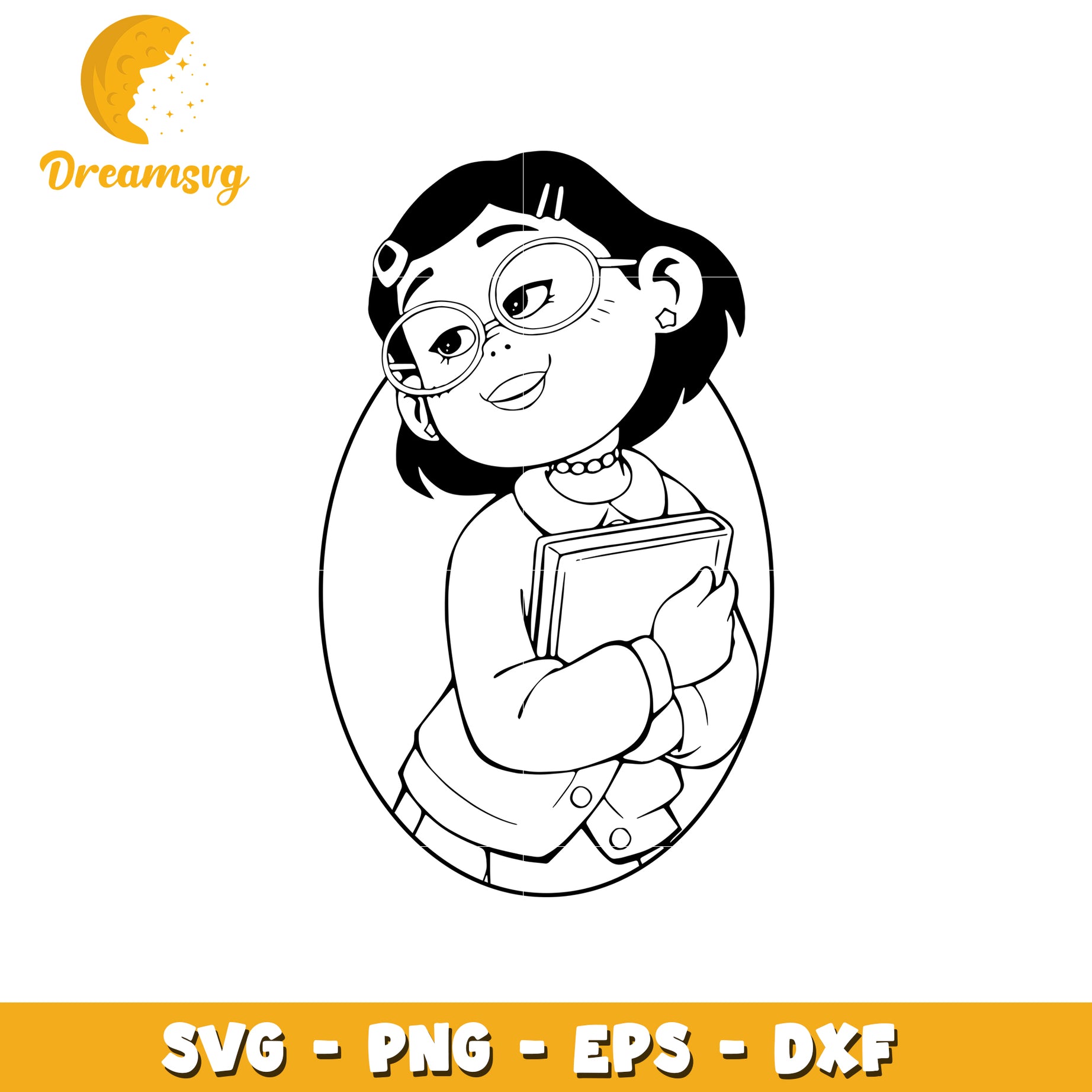 Girl with Book SVG Cut File PNG EPS DXF