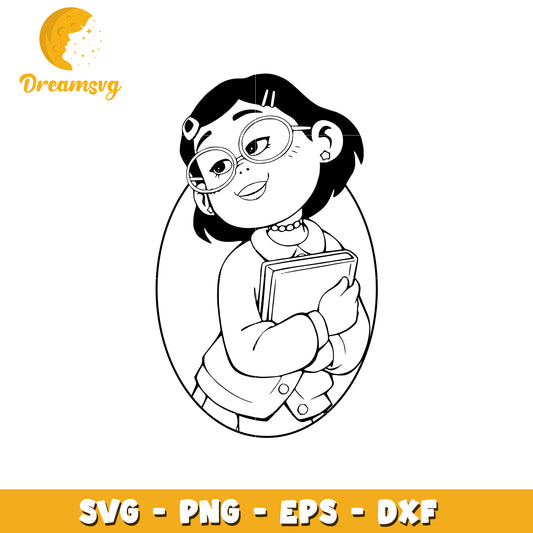 Girl with Book SVG Cut File PNG EPS DXF