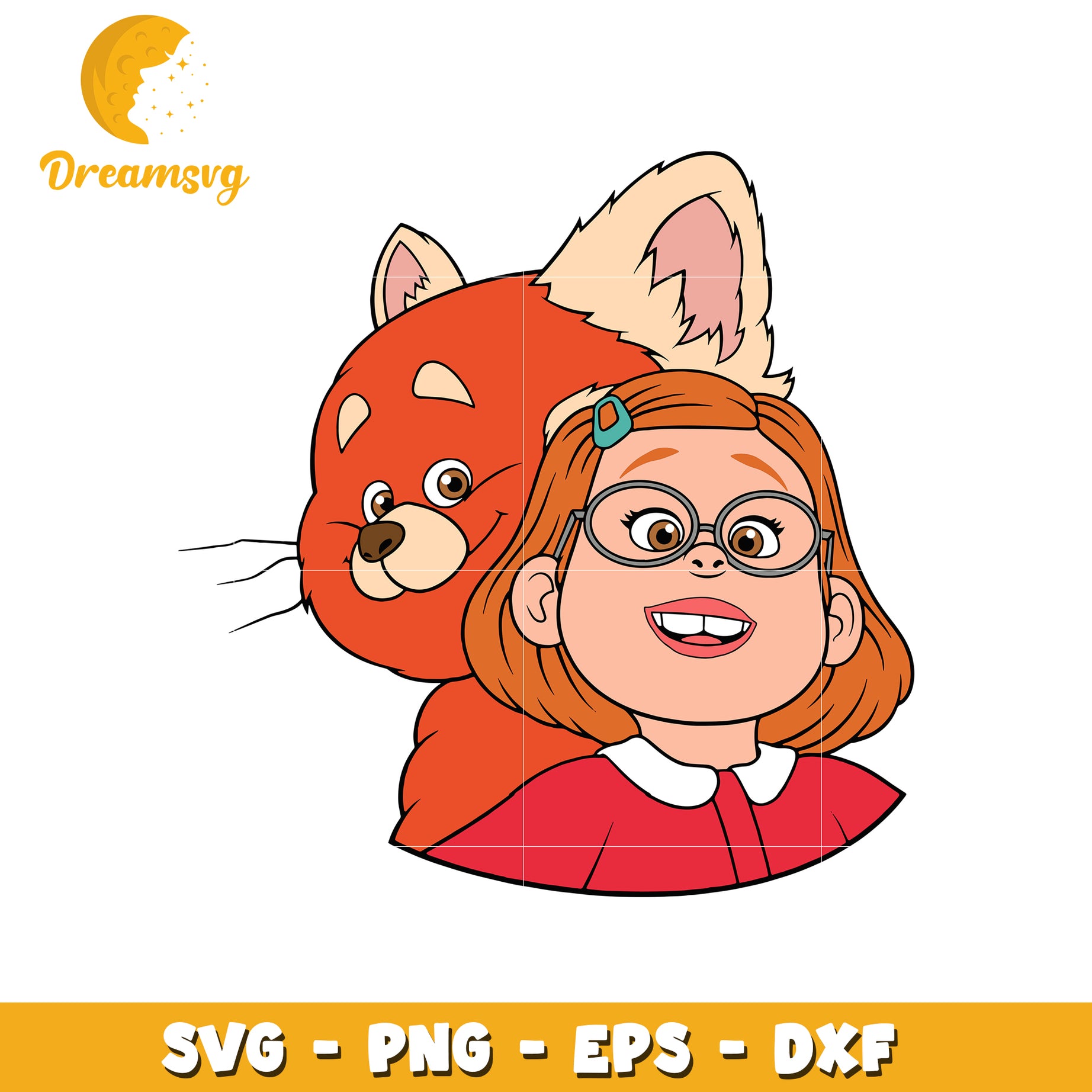 Girl with Red Panda SVG PNG EPS DXF