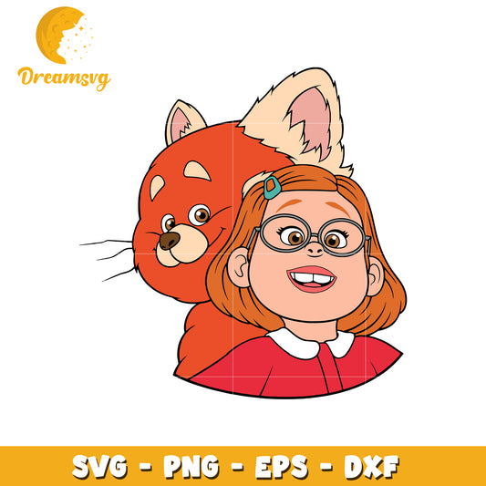 Girl with Red Panda SVG PNG EPS DXF
