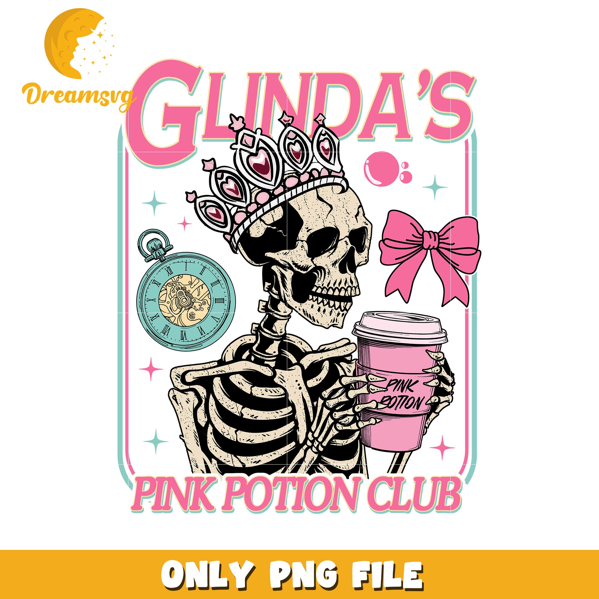 Glinda’s Pink Potion Club png, witchcore png, wicked vibes png