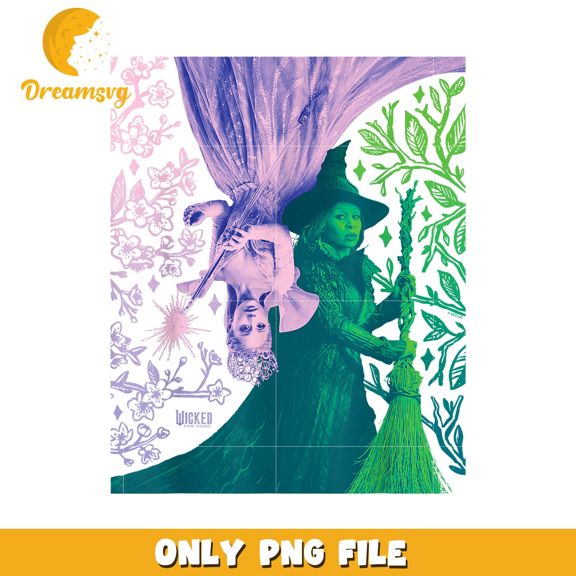 Glinda and Elphaba in Perfect Contrast png, wicked​ 2024 png, wicked emerald city png