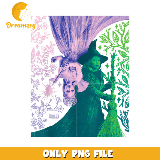 Glinda and Elphaba in Perfect Contrast png, wicked​ 2024 png, wicked emerald city png