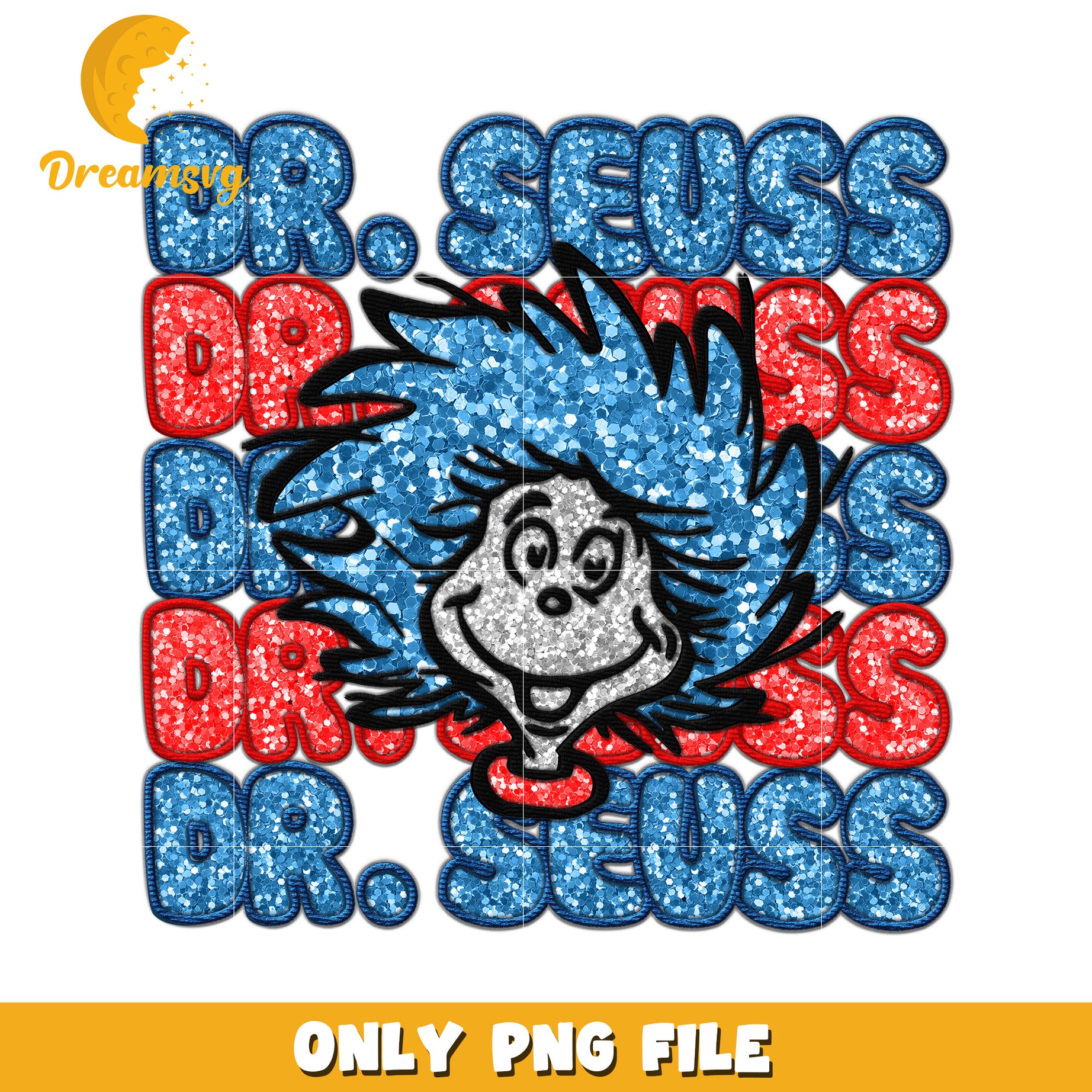 Glitter Dr Seuss PNG Sublimation
