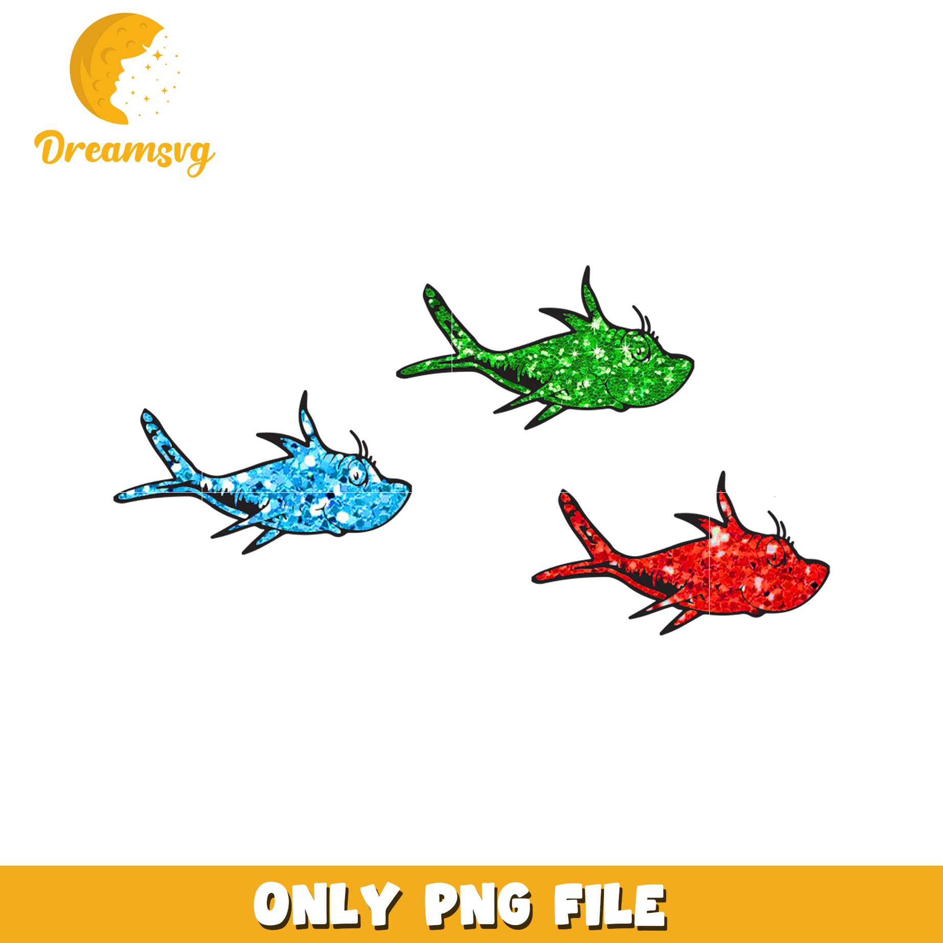 Glitter Fish PNG Clipart Set