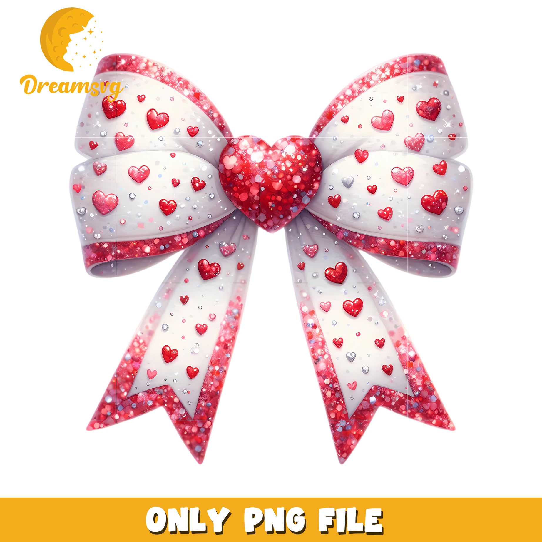 Glitter Heart Bow PNG Valentines