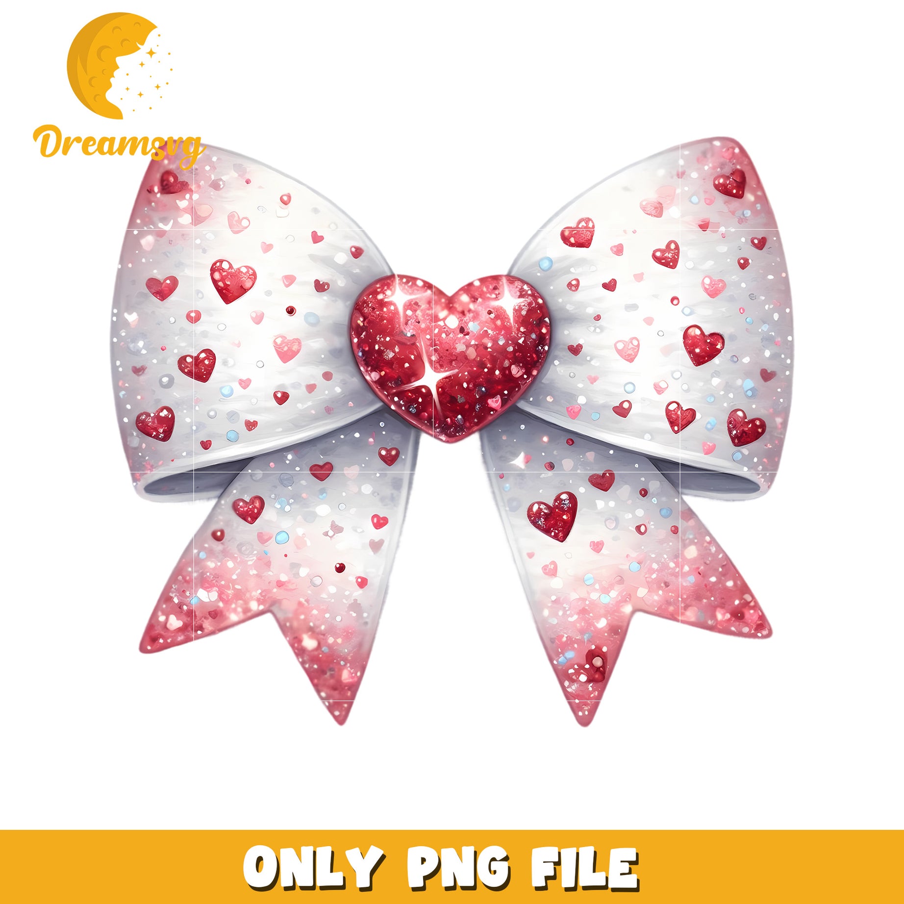 Glitter Heart Bow PNG Valentines Day