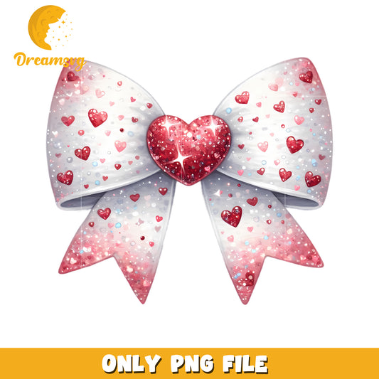 Glitter Heart Bow PNG Valentines Day