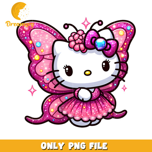 Glitter Hello Kitty Butterfly PNG