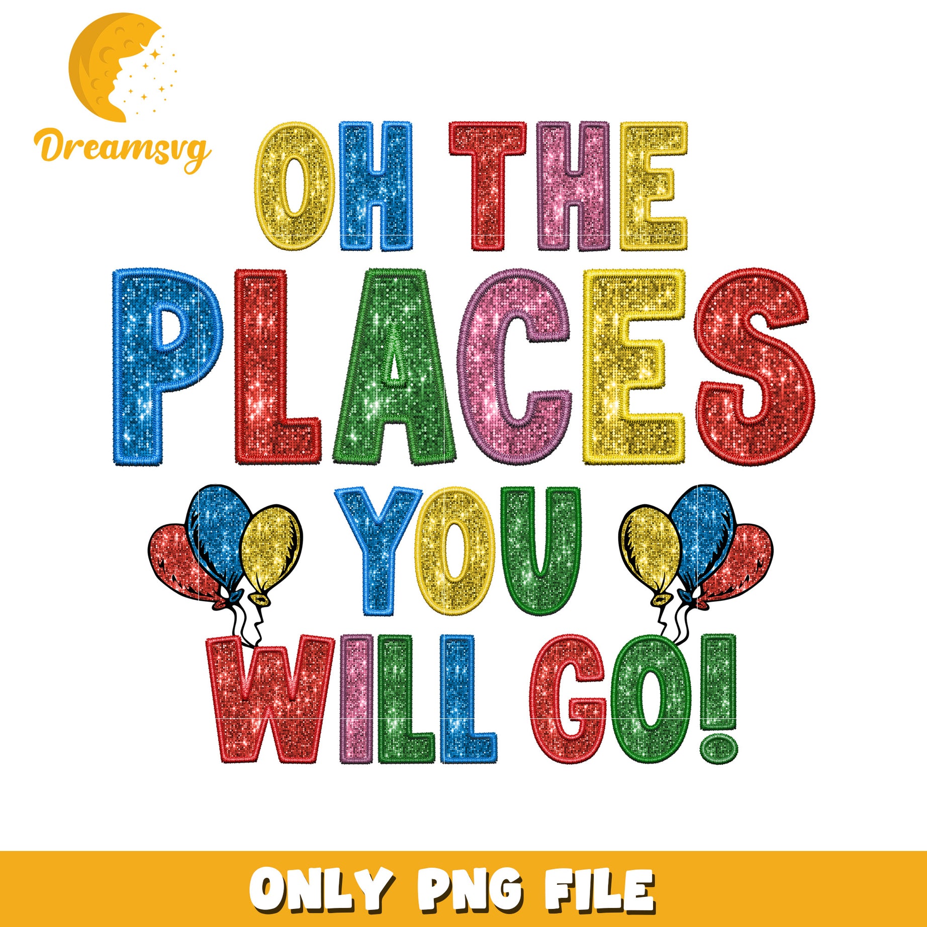 Glitter Oh The Places Youll Go PNG