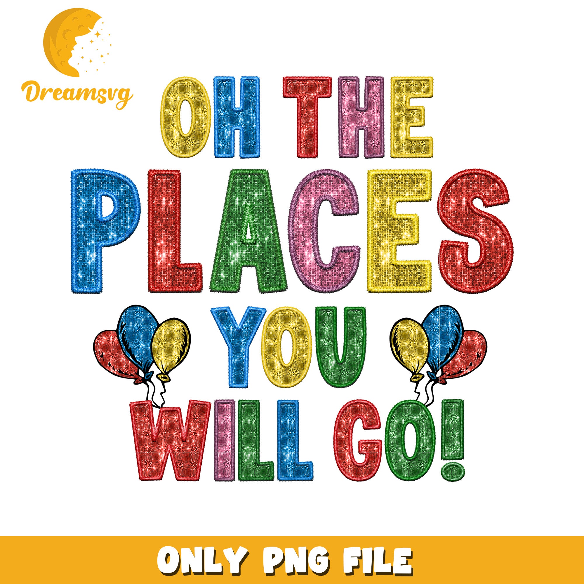 Glitter Oh The Places Youll Go PNG