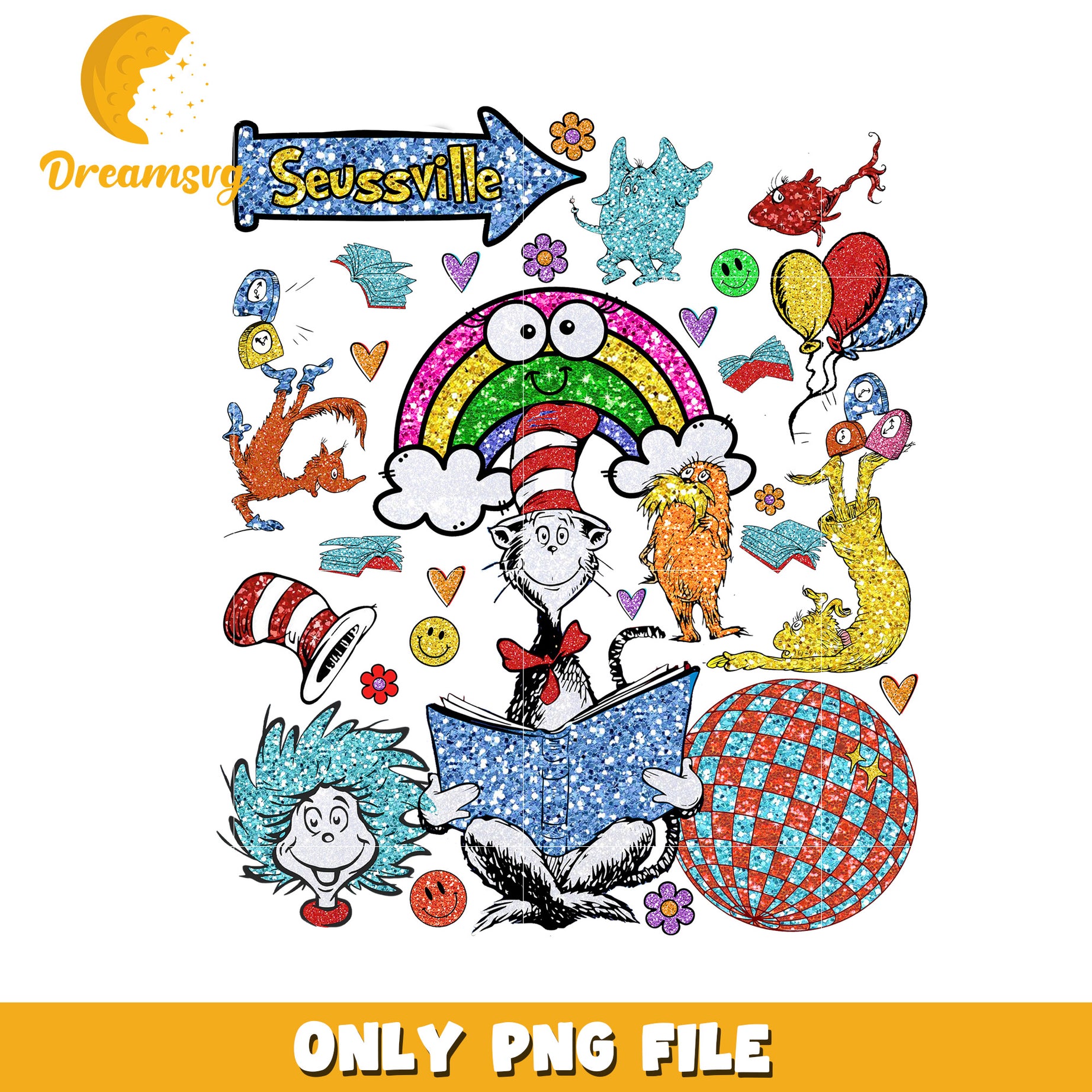 Glitter Seussville PNG Sublimation