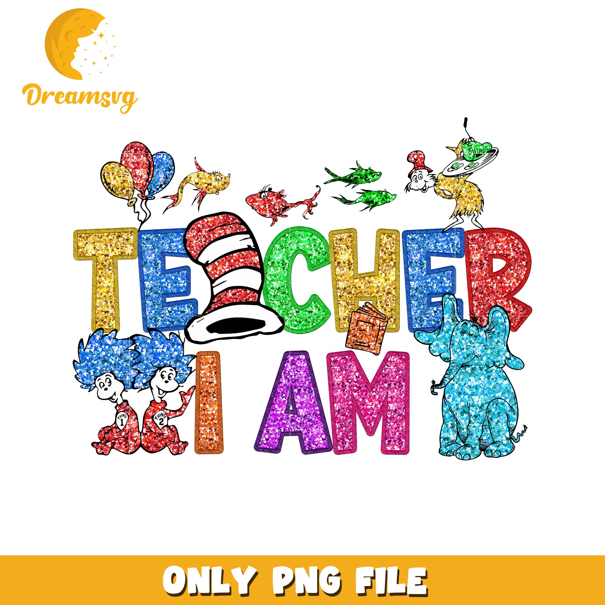 Glitter Teacher PNG Sublimation Design