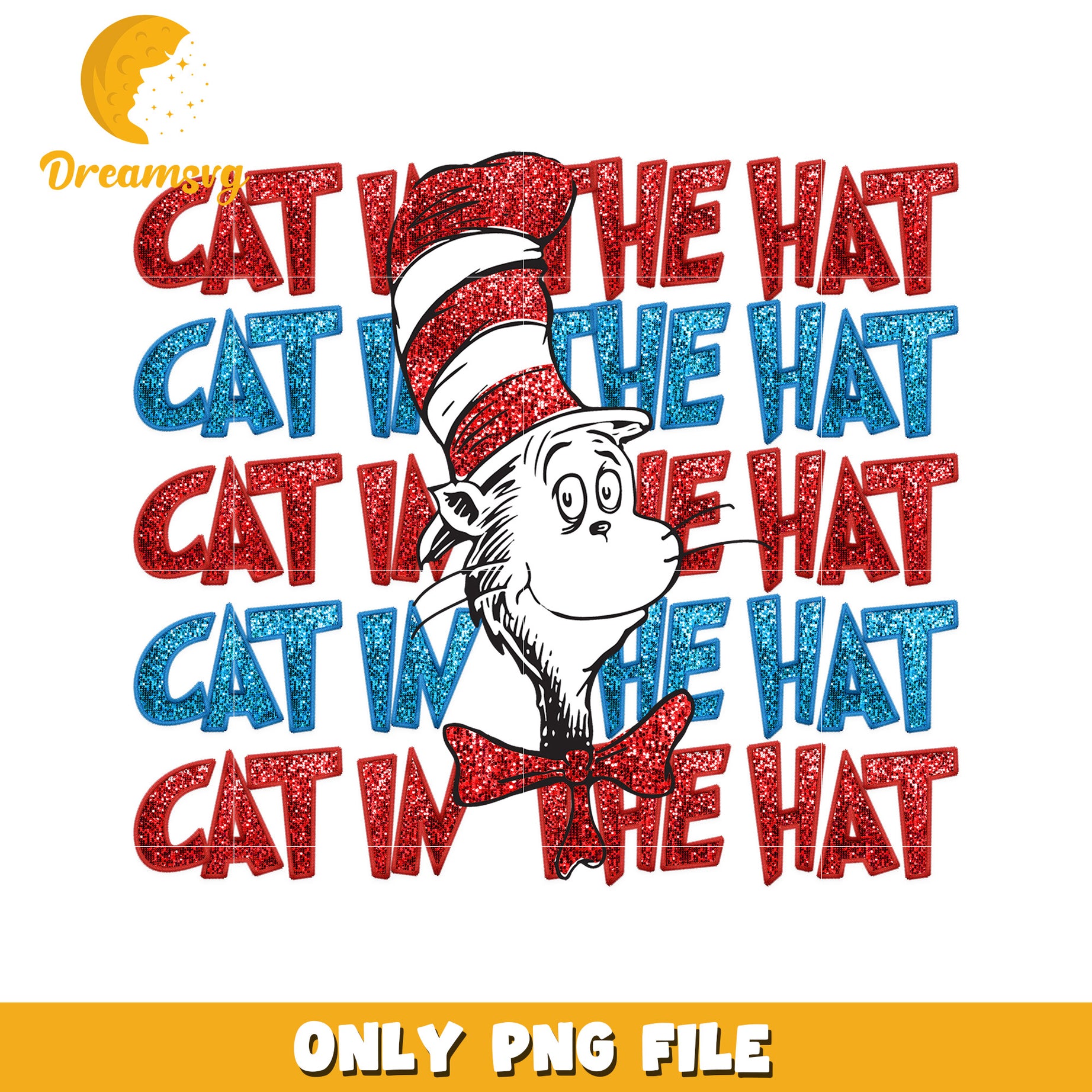 Glitter cat in the hat png, dr seuss cast png, cartoon png
